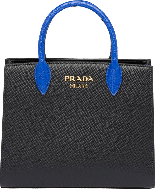 Prada Saffiano Bag With Crocodile Handle