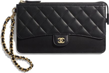 Chanel Classic Pouch with Woven Leather Strap thumb