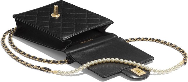 Chanel Classic Vertical Pearl Chain Mini Clutch