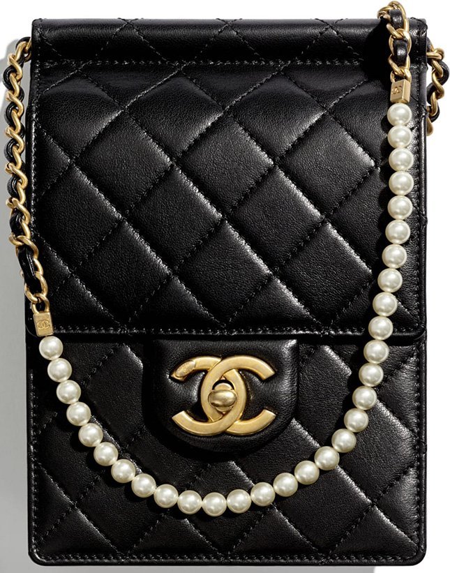 Chanel Classic Vertical Pearl Chain Mini Clutch