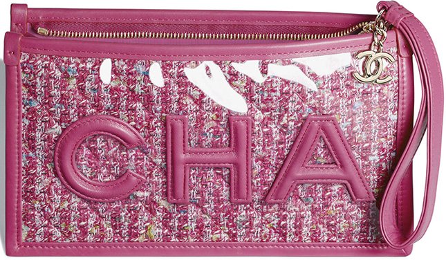 Chanel Tweed PVC Logo Pouches