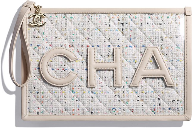 Chanel Tweed PVC Logo Pouches