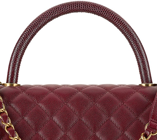 Chanel Coco Handle Bag With Lizard Embosse