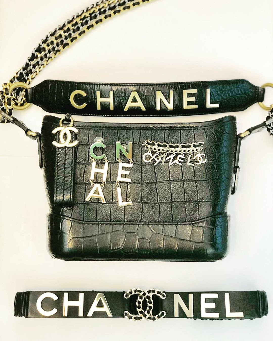 Chanel’s Gabrielle Croc Embossed Bag With Signature Strap