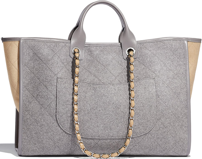 Chanel Bi Color Deauville Bag with Wool Felt and Calfskin