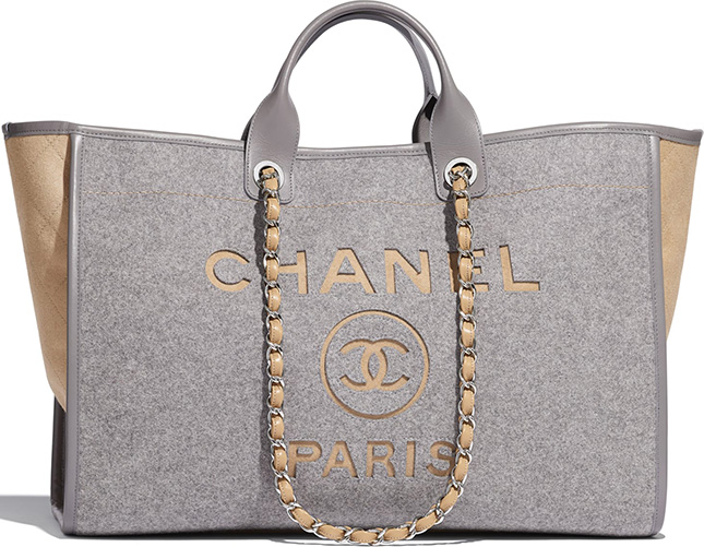 Chanel Bi Color Deauville Bag with Wool Felt and Calfskin