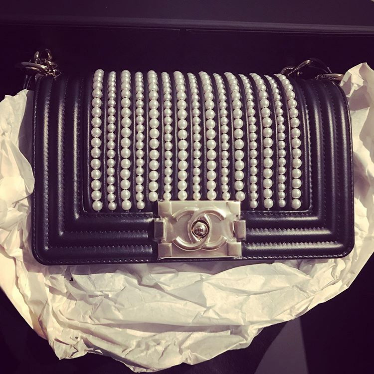 Chanel Boy Vertical Pearl Bag