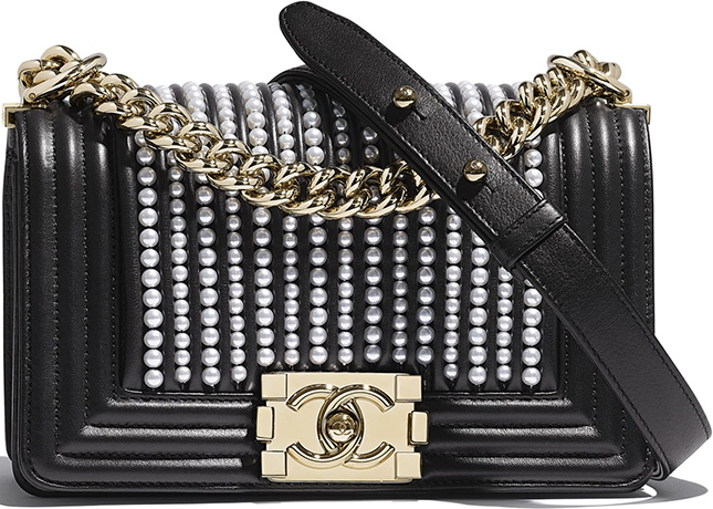 Chanel Boy Vertical Pearl Bag