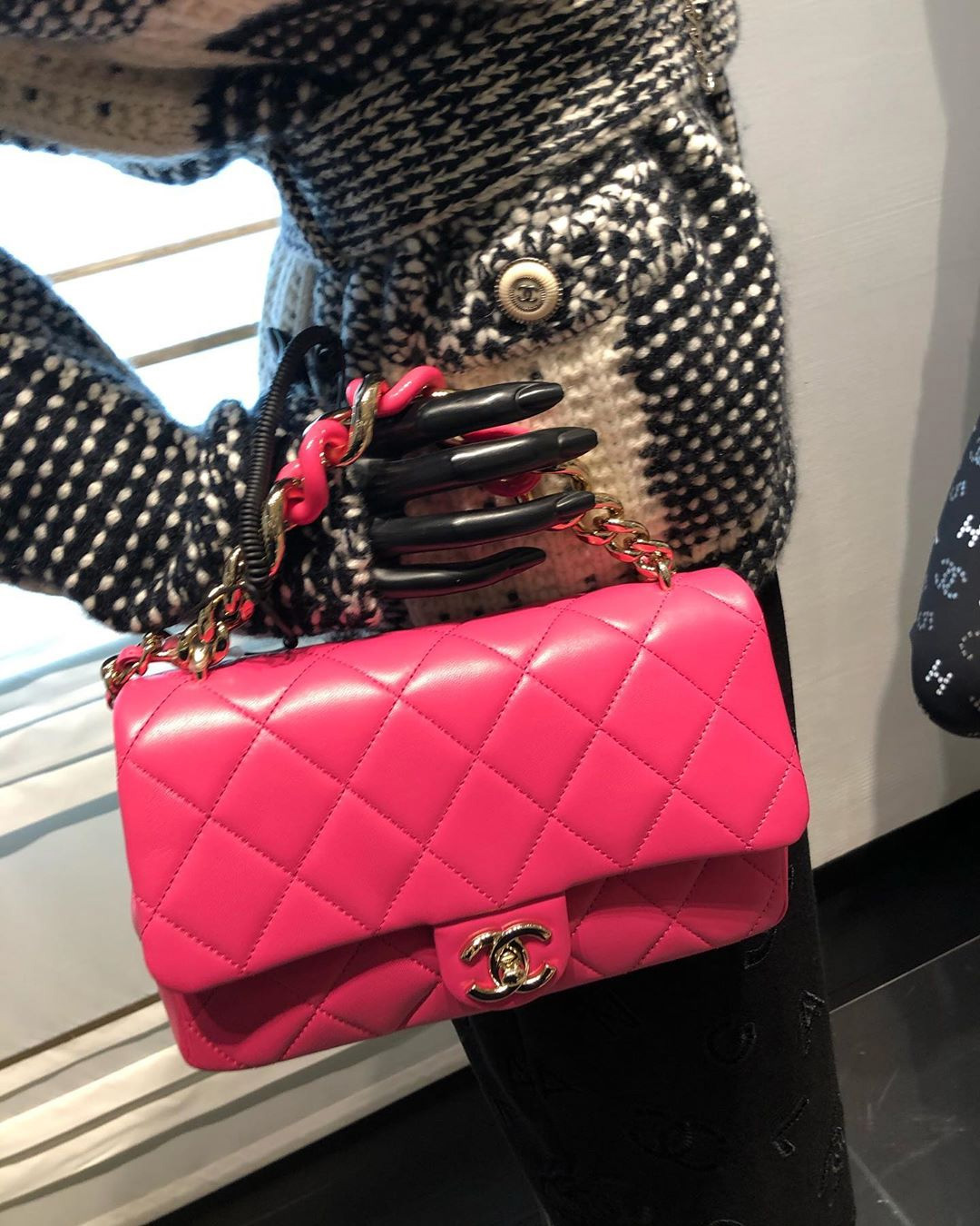 Chanel Flap Bag With Large Bi Color Chain