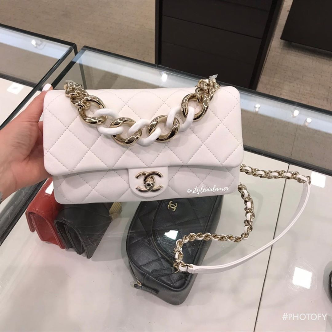 Chanel Flap Bag With Large Bi Color Chain