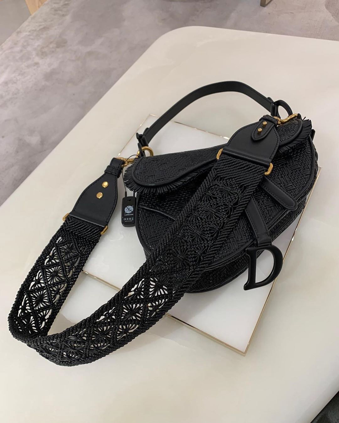 Dior Saddle Braided Leather Strips Bag more