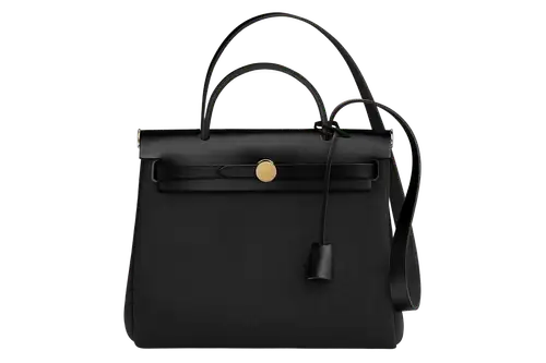 Hermes Herbag Zip 31 Bag in Militaire canvas and Hunter cowhide Black Featured image