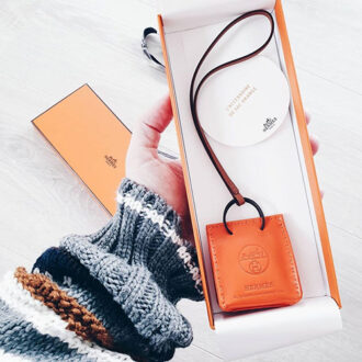 Hermes Orange Shopping Bag Charm thumb