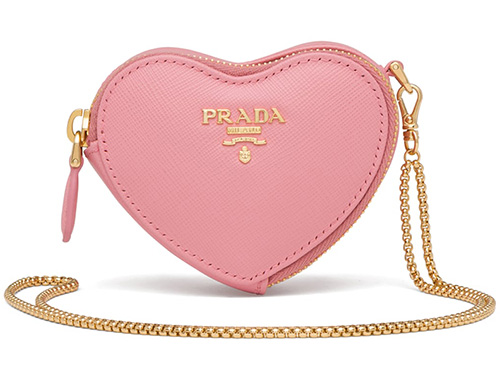 Prada Saffiano Heart Pouch Bag Charm thumb