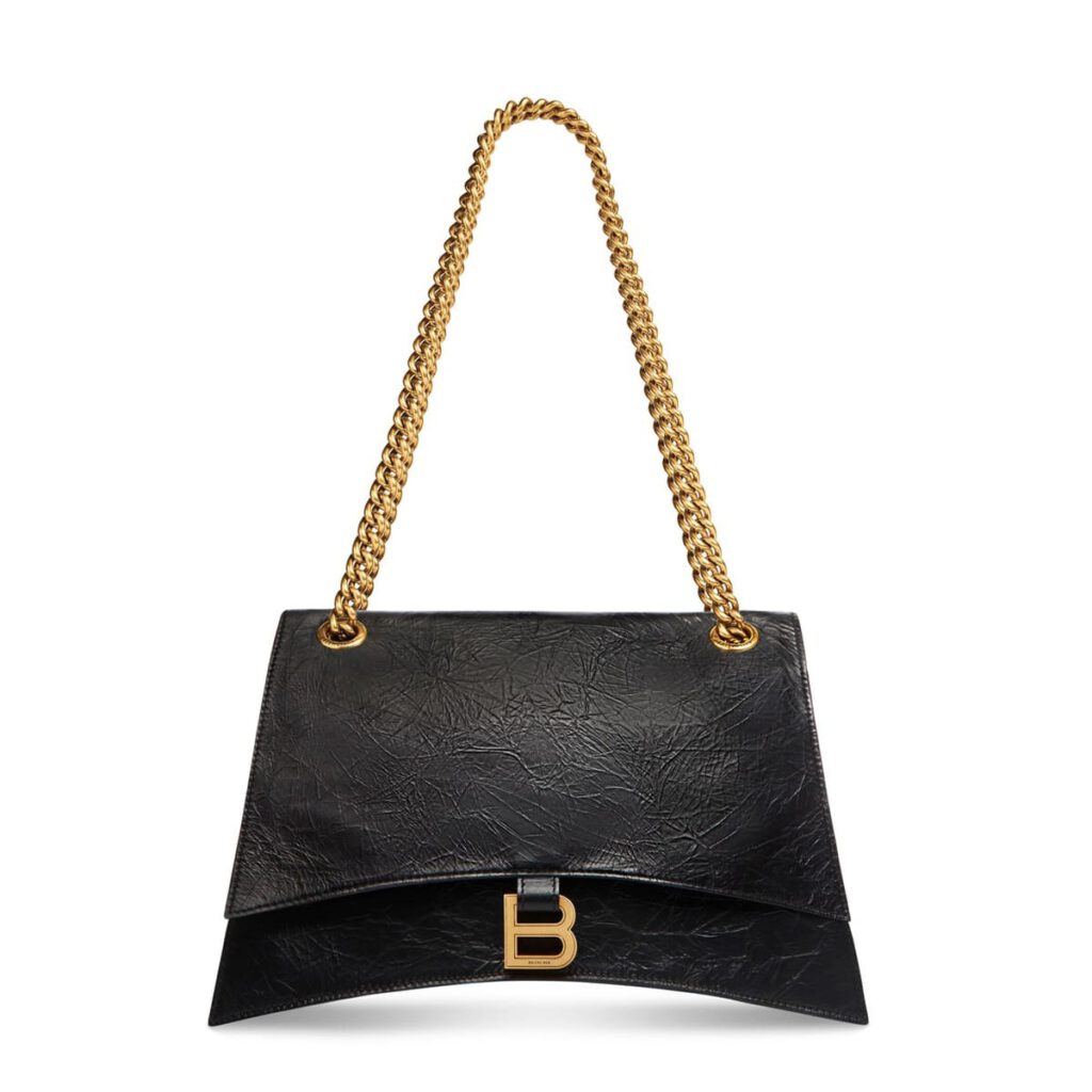 Balenciaga Crush Medium Bag in Crushed Calfskin black