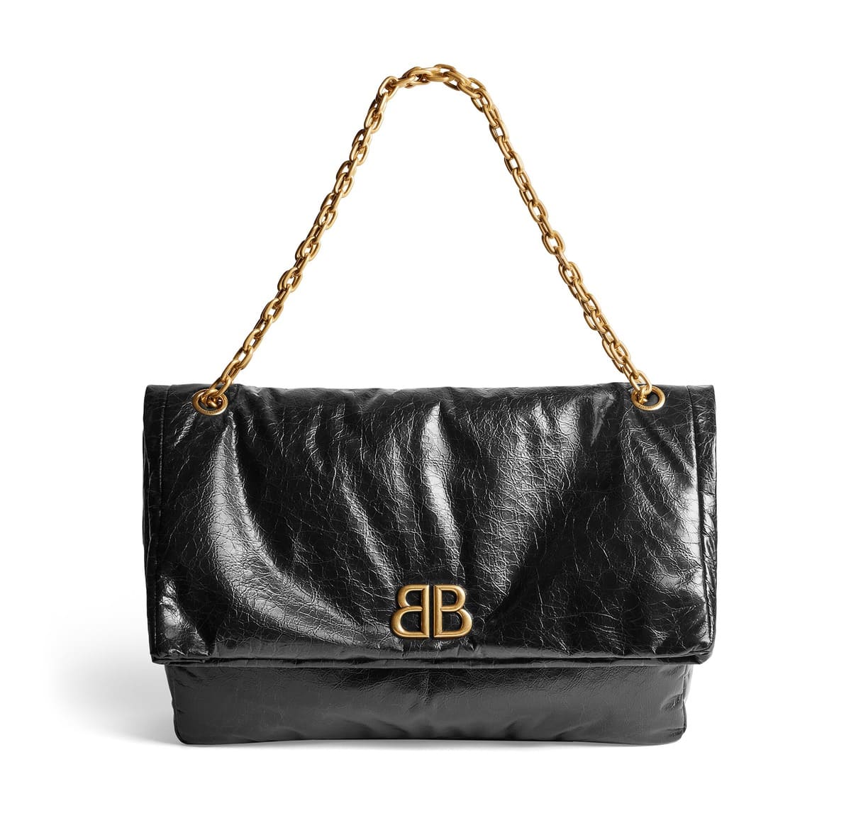 Balenciaga Monaco Large Chain Bag in Arena Calfskin black