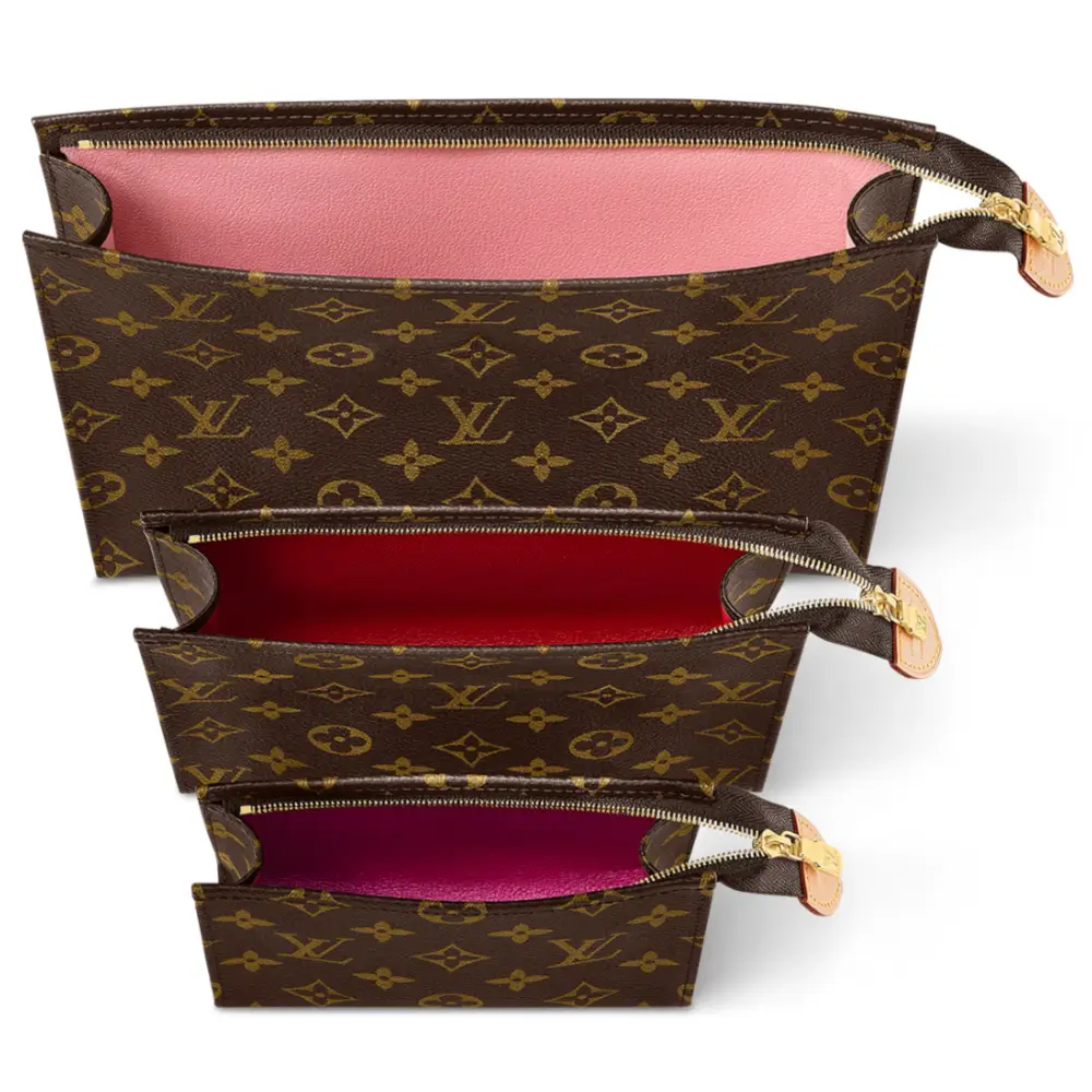 Louis Vuitton Trio Toilet Pouch in Monogram Canvas Interior pockets 2