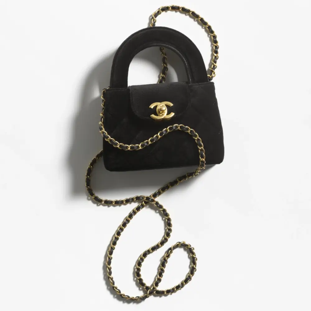 chanel kelly clutch with chain velvet